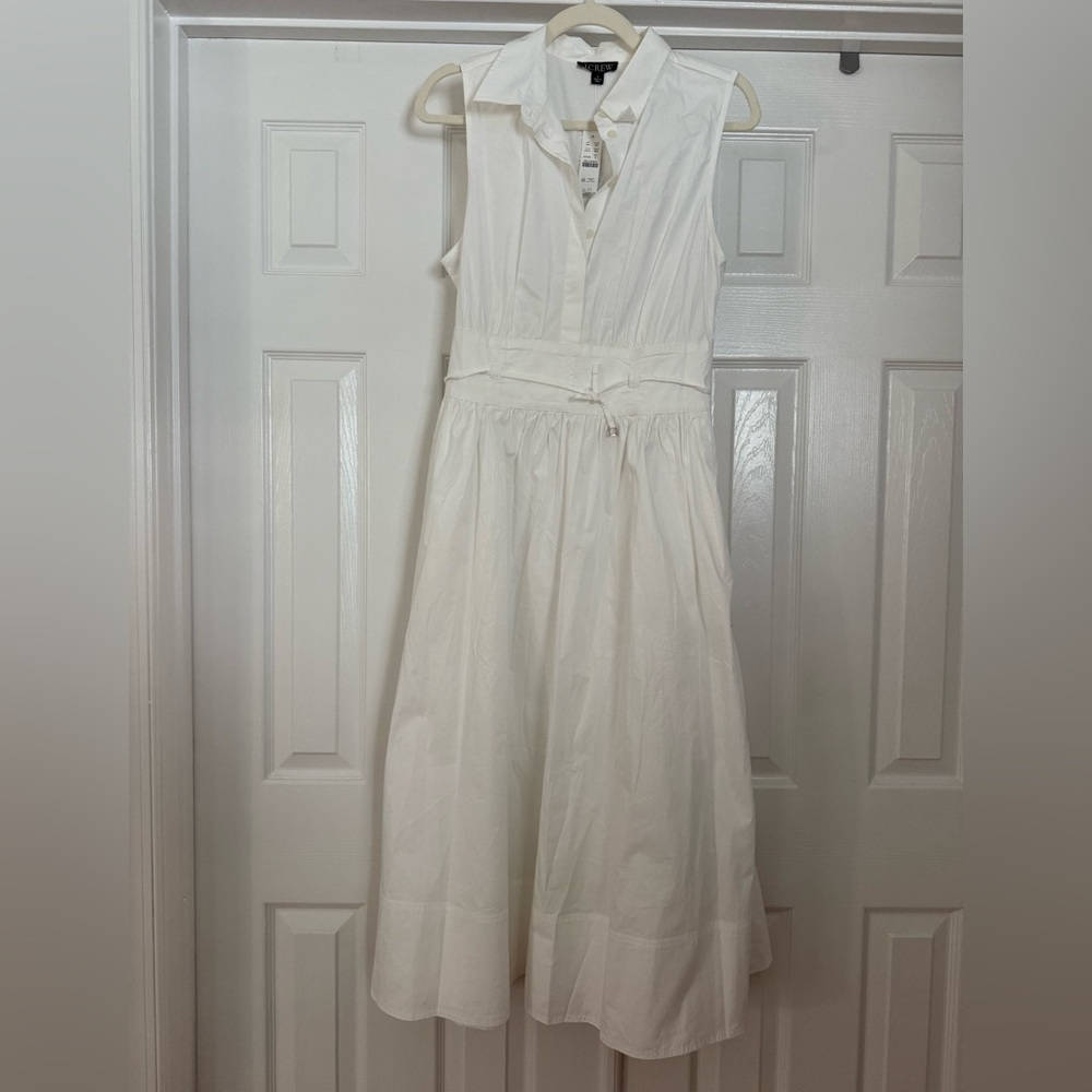 J. Crew White Sleeveless Maxi Dress with Waist Tie